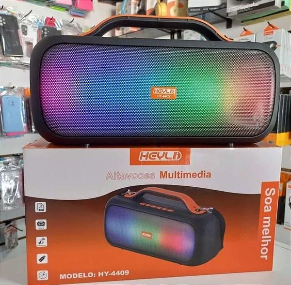 Caixa de som bluetooth/tf/fm radio/usb/mic recarregavel  heyli hy-4409