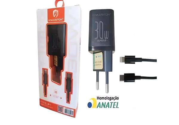 Carregador de celular turbo 30w entrada tipoc para ios iphone
