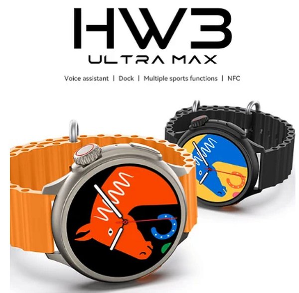 Relogio digital smartwacht hw3 ultra max wearfit tela redonda