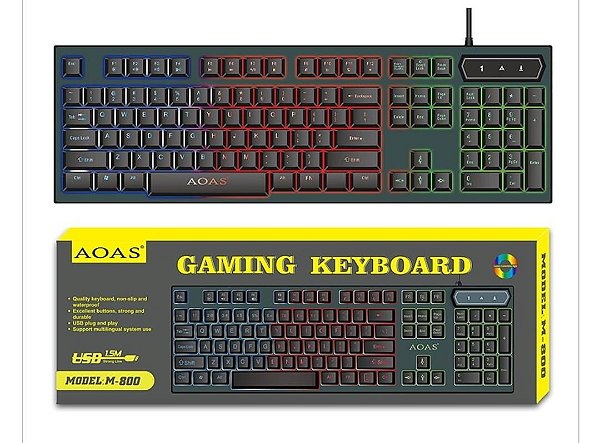 Teclado gaming led semi mecanico aoas m-800