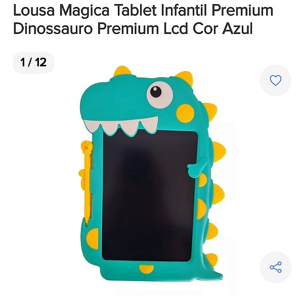 Lousa magica tablet infantil dinossauro verde