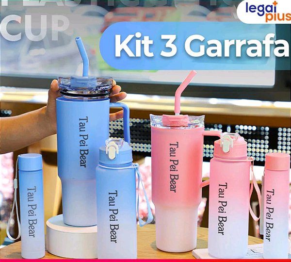 Kit de copo e garrafa tan bei bear