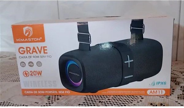 Caixa de som bluetooth/tf/aux/usb/fm radio recarregavel h'maston 20w am11