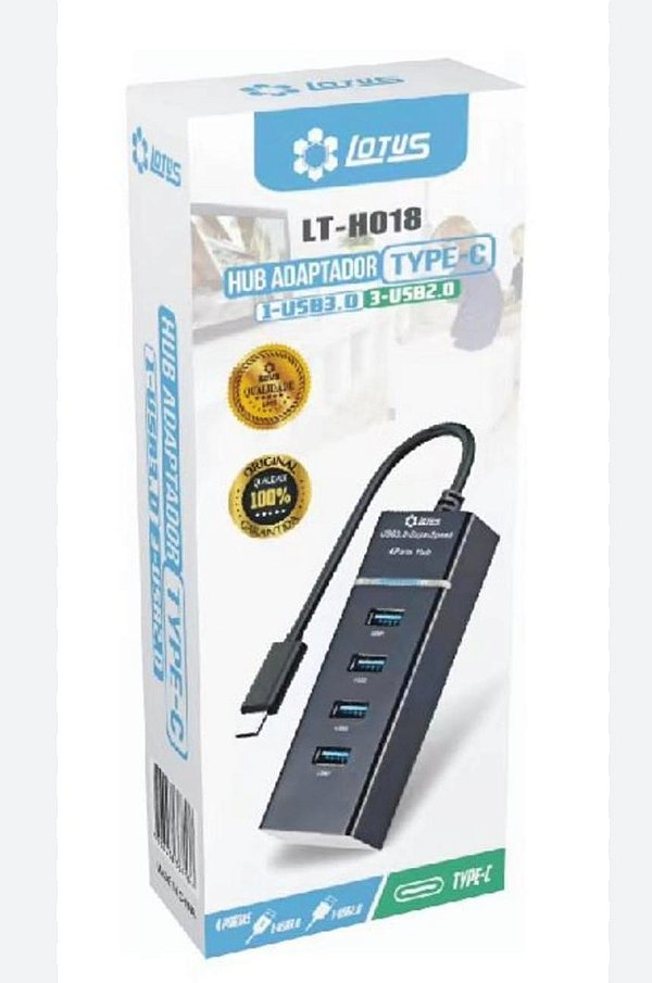 Hub extensor adaptador tipo c x 4 usb lotus lt-h018