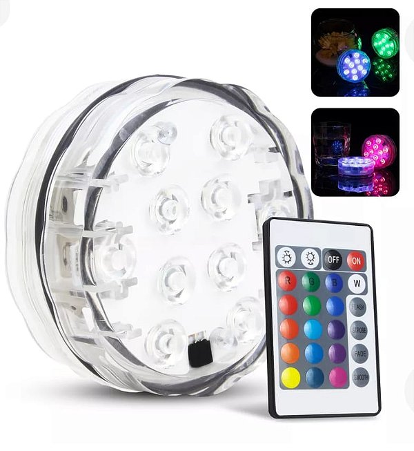 Luminaria led impermeavel rgb colorido com controle remoto kapbom ka-l18