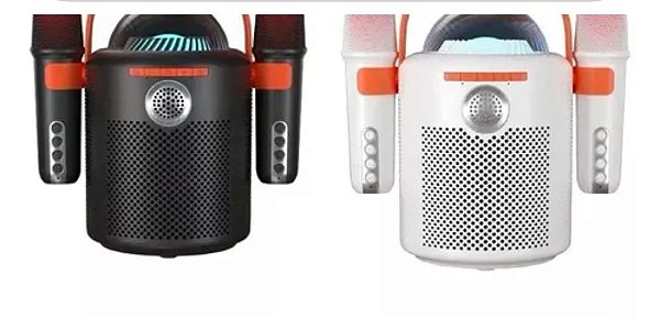 Caixa de som karaoke duplo led bluetooth/tf/aux recarregavel 10w atomo mo-yet13
