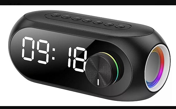 Caixa de som e relogio digital com despertador bluetooth/tf/radio recarregavel altomex al-8353