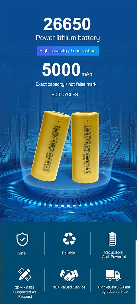Pilha bateria recarregavel 26650 6800mah 3.7v