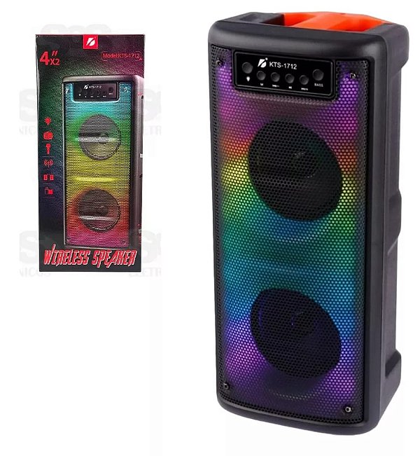 Caixa de som bluetooth/tf/fm radio/usb/mic recarregavel kts-1711