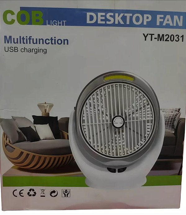 Ventilador de mesa com led recarregavel desktop yt-m2031