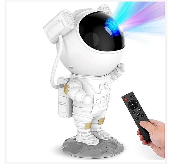 Astronauta projetor estrela e caixa de som bluetooth