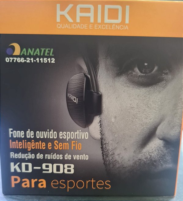 Fone de ouvido bluetooth esportivo reducao de ruidos de vento kaidi kd-908