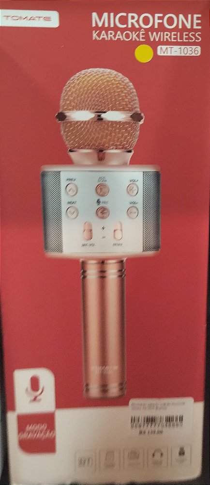 Microfone karaoke sem fio bluetooth tomate mt-1035 rosa