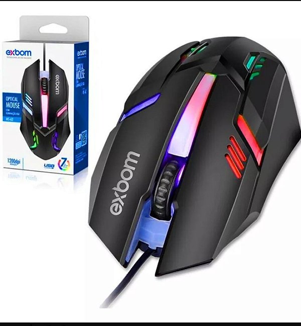Mouse com fio optico rgb exbom ms-62