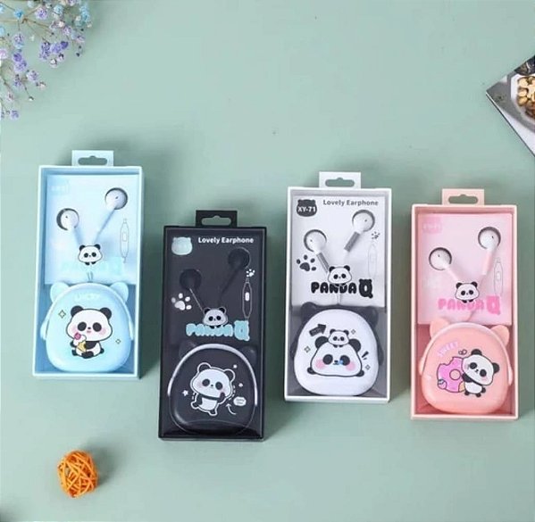 Fone de ouvido com fio panda mo-ero