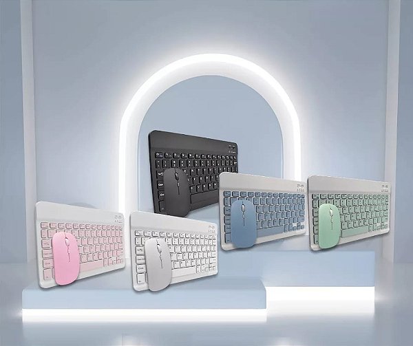 Kit teclado bluetooth+mouse wireless ultra fino recarregavel anj.gg aj-q19