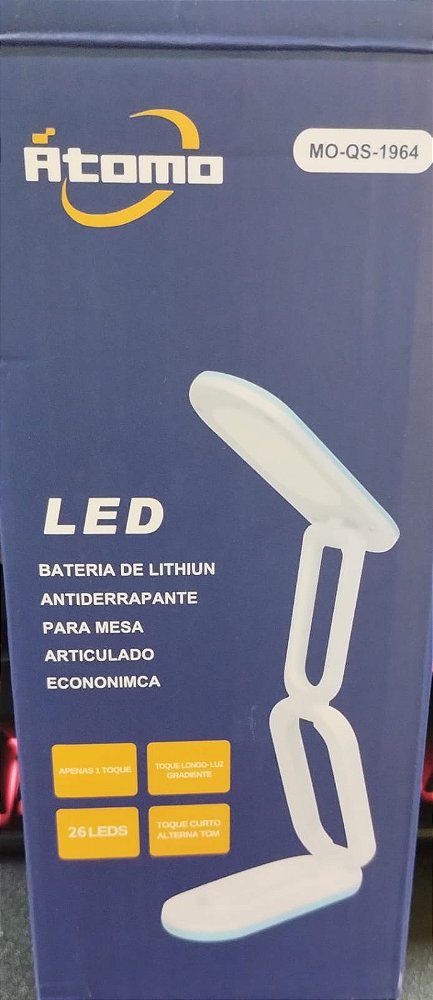 Luminaria de mesa recarregavel dobravel 3 cores atomo mo-qs-1964 azul