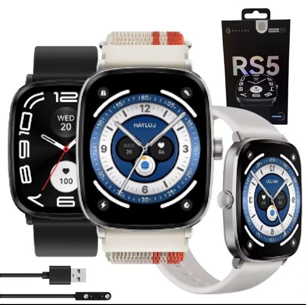 Relogio smartwacht digital haylou rs5 dual core 2 pulseiras preto