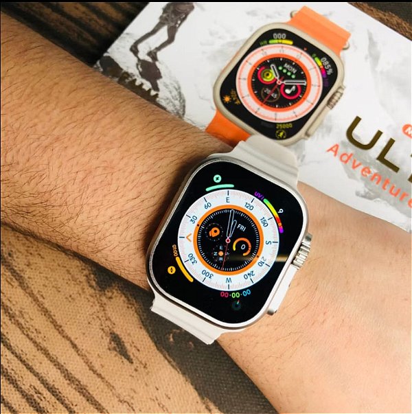 Relogio digital smartwacht m8 ultra max laranja tela 49mm gs fit