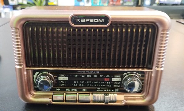 Radio retro am/fm/usb/tf/solar recarregavel kapbom ka-3198