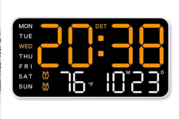 Relogio digital led de parede com suporte lcd al-2887 branco ka-2626