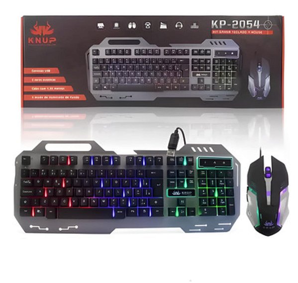 Kit teclado e mouse gamer com rgb ketchup kt-2054