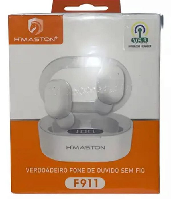 Fone de ouvido bluetooth h'maston branco f91165677777020059