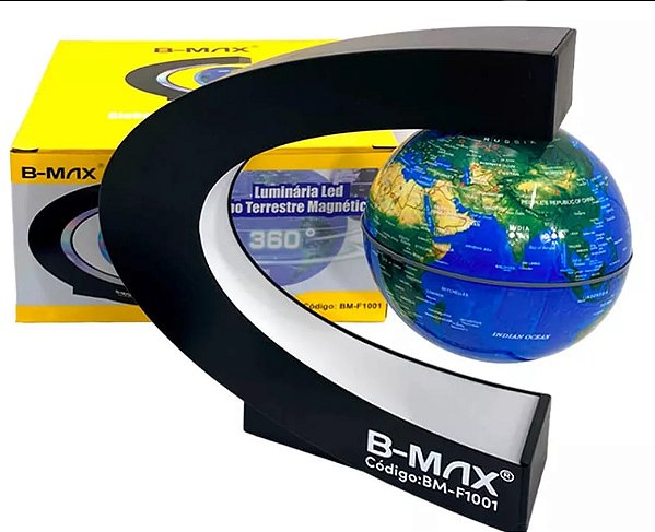 Luminaria demesa de led globo terrestre magnetico levitacao b-max bm-f1001