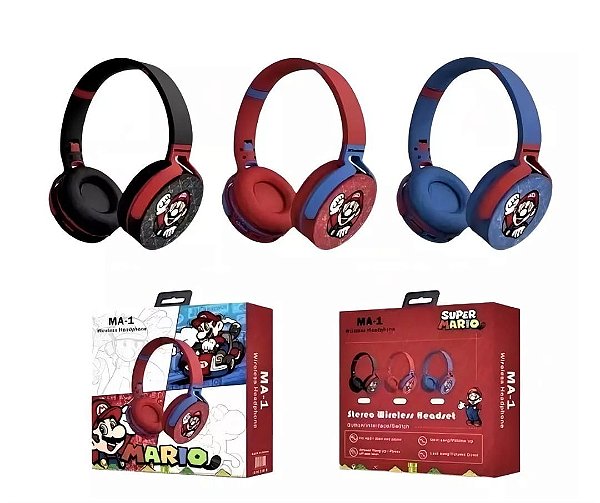 Fone de ouvido bluetooth super mario ma-1