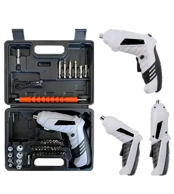 Mini parafusadeira eletrica com luz led 47pcs luatek lwj-212