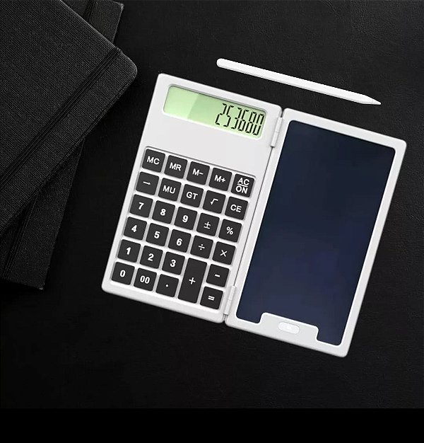 Calculadora e bloco lousa de anotacoes digital lutek kl-1603 branca
