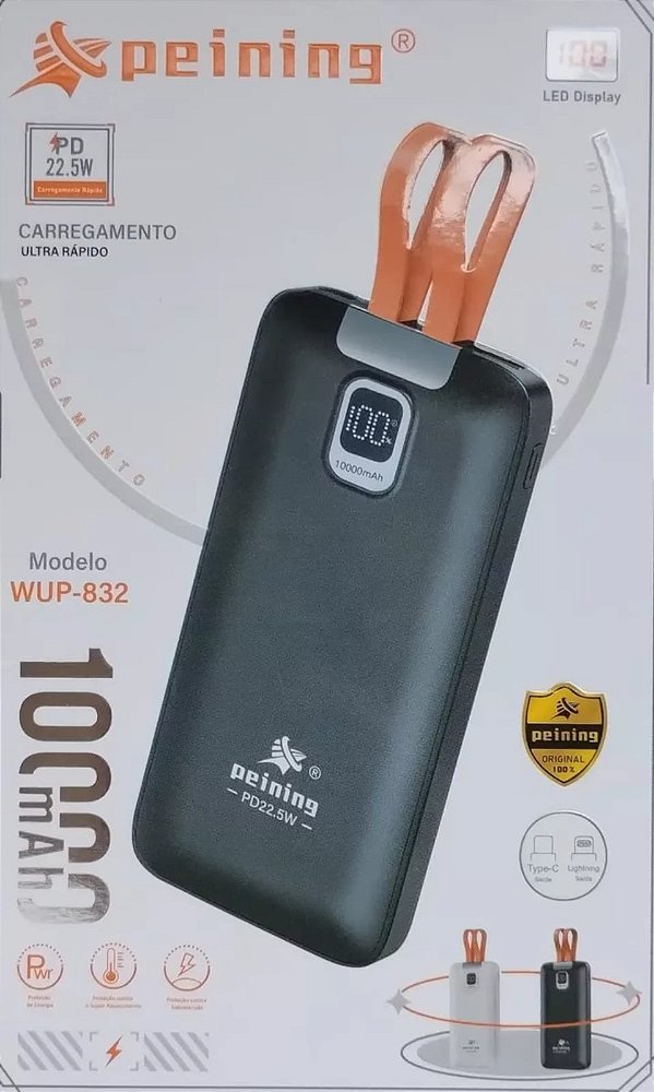 Bateria carregador portatil power bank 10000mah peining wup-832