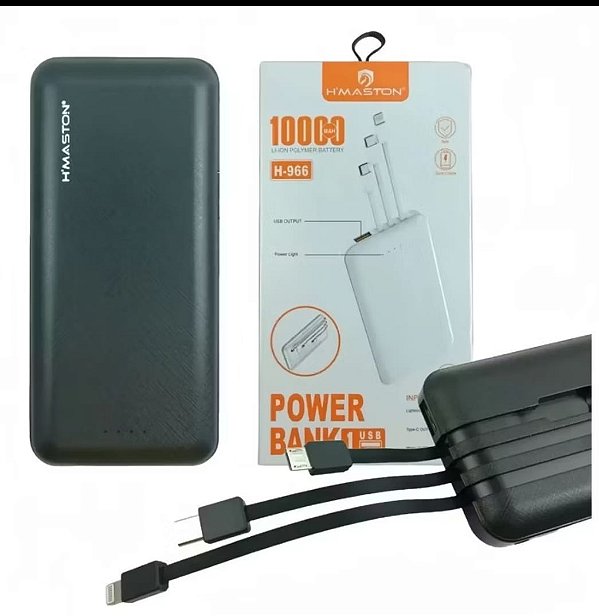 Bateria carregador portatil power bank 10000mah h'maston h-966