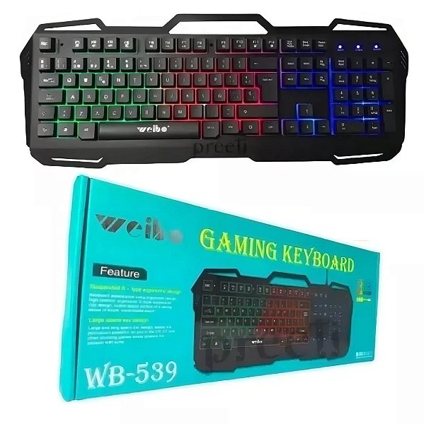 Teclado com fio gamer rgb weibo wb-539