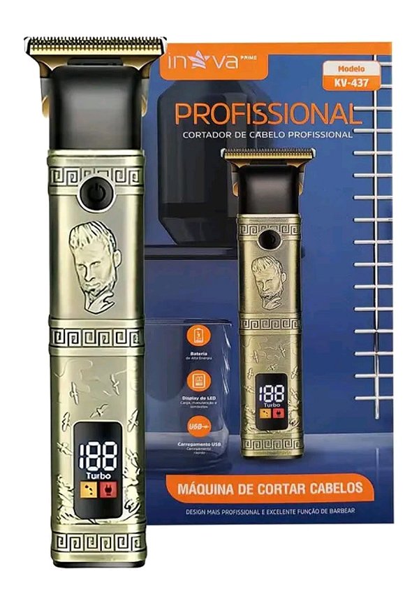 Maquina aparelho de barbear inova profissional digital lfj-12875