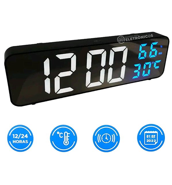 Relogio digital de mesa ou parede led luatek zb-4003