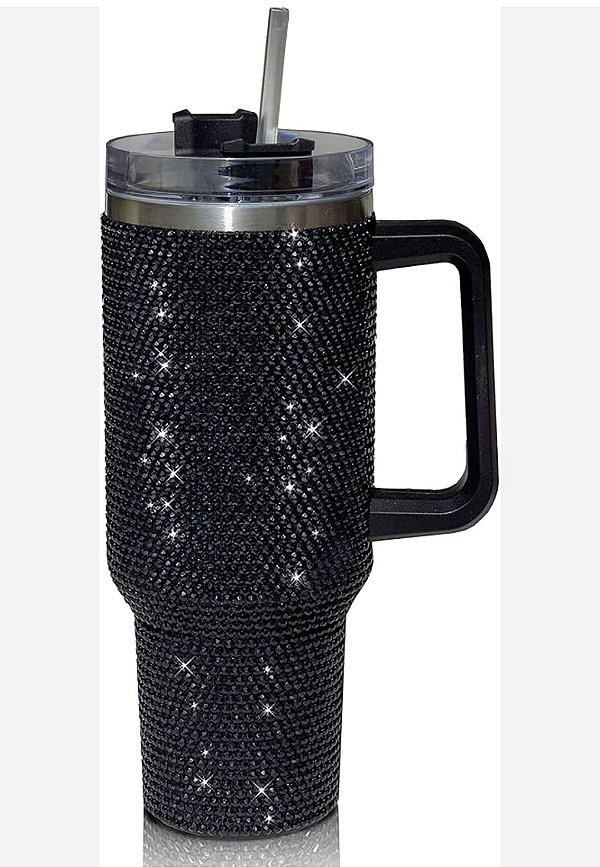 Garrafa copo termico brilho aço inoxidavel 1200 ml 40oz preto