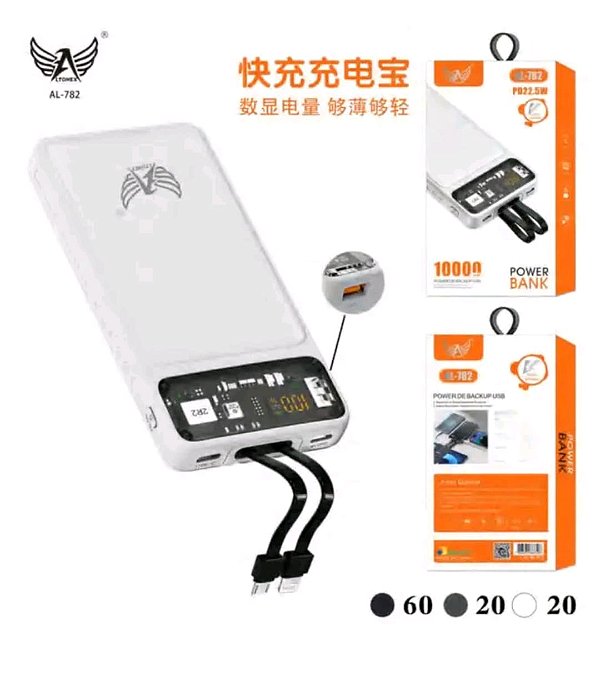 Bateria carregador portatil power bank 10000mah altomex al-782