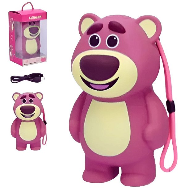 Caixa de som bluetooth/tf/fm radio/usb recarregavel lotso-01 urso