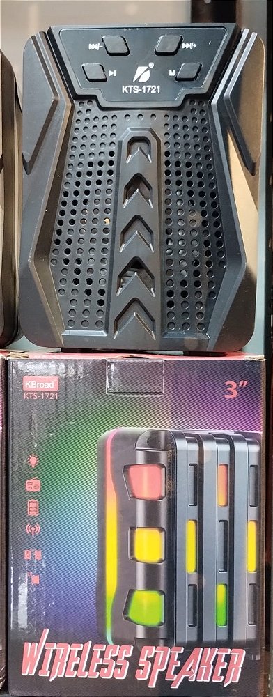 Caixa de som bluetooth/tf/fm radio/usb/aux recarregavel kts-1721 preto