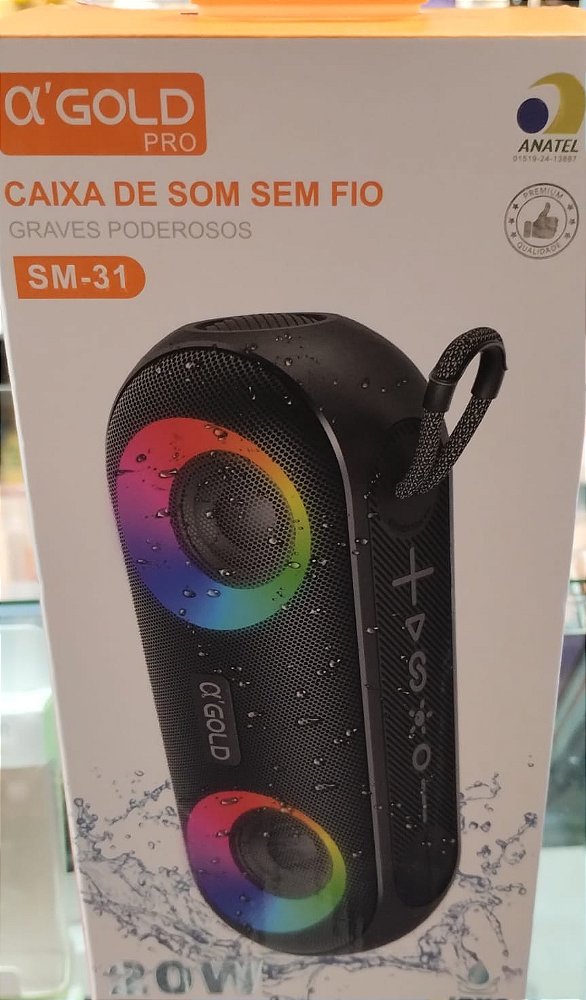 Caixa de som bluetooth/tf/fm radio/usb/aux recarregavel ox'gold sm-31 20w