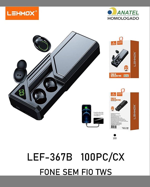 Fone de ouvido bluetooth lehmox le-367b
