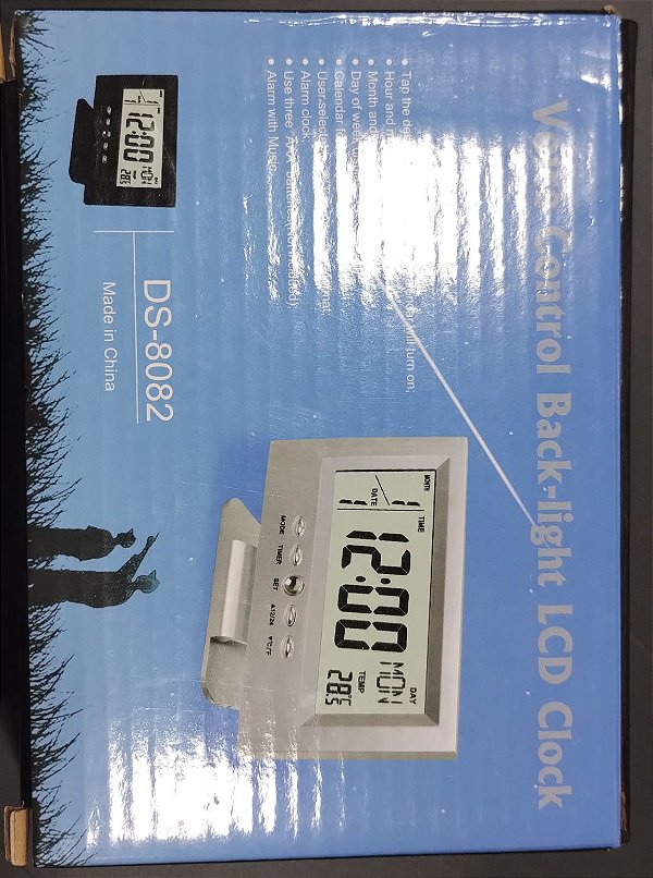 Relogio digital de mesa lcd ds-8082 cinza