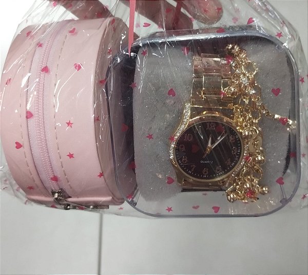 Kit dia das maes 3- relogio e porta-joias