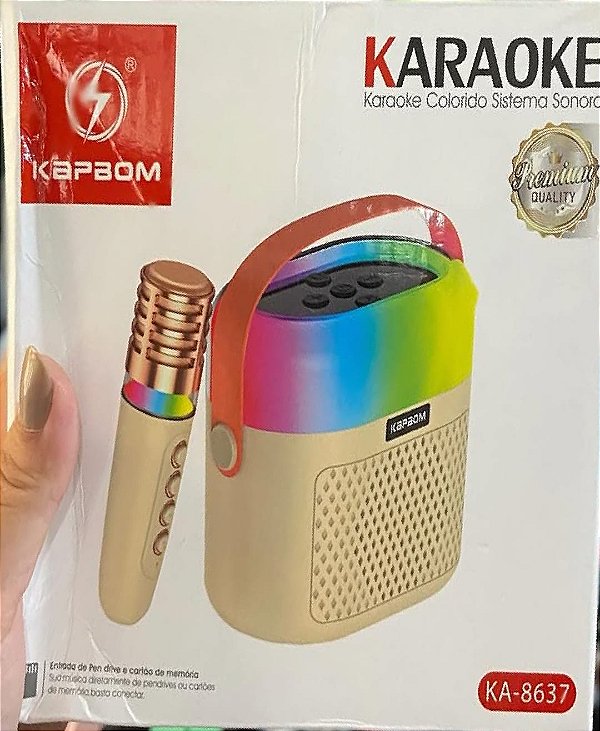 Karoke com 1 microfone tf/aux/ recarregavel kapbom ka-8637