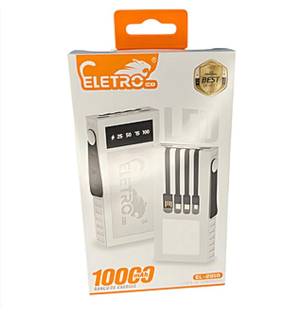 Bateria carregador portatil power bank 10000mah com lanterna eletro el-2916