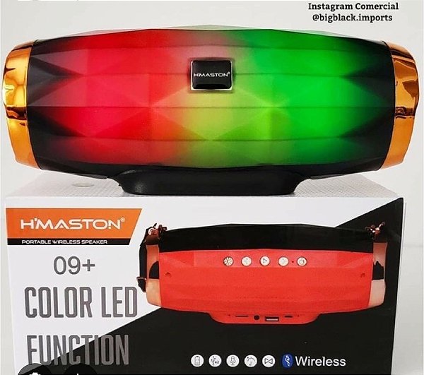 Caixa de som bluetooth/tf/fm radio/usb recarregavel h'maston 09+