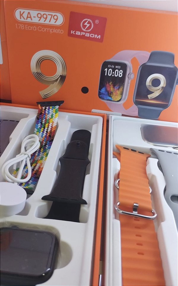 Relogio smartwacht digital kit 3 pulseiras serie 9 kapbom ka-9979