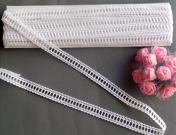 RA001 - 1,2cm x 10,00m | Renda Algodão - Branco