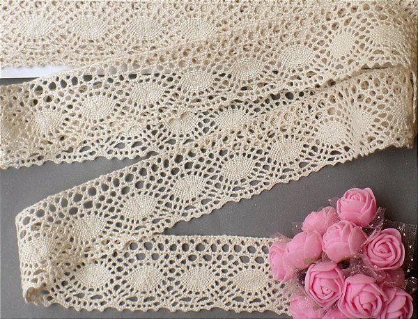RA009 - 4,00cm x 10,00m | Renda Algodão - CRU
